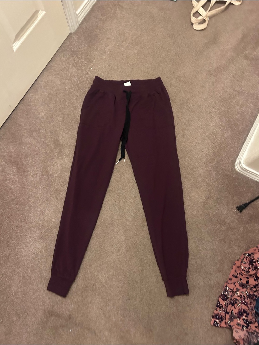 Burgundy Jogger Sweatpants with Drawstring